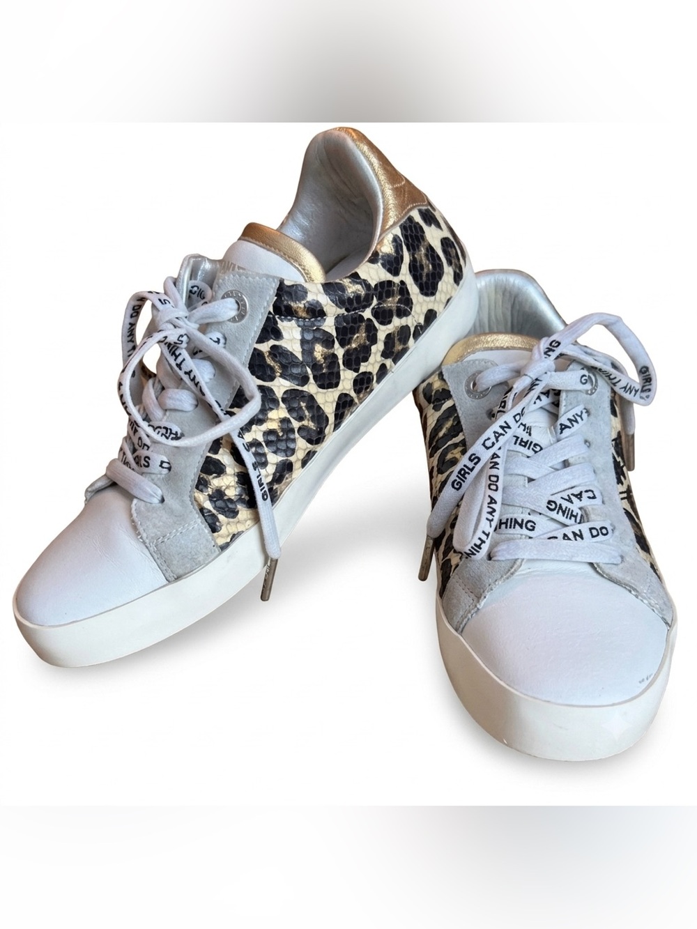 Zadig & Voltaire Leo Wild Leopard Snake Embossed Leather Sneakers Size 6.5